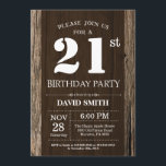 Rustic 21st Birthday Invitation Vintage Wood<br><div class="desc">Rustic 21st Birthday Invitation with Rustic Wood Background. Vintage Retro Country. Adult Birthday. Male Men or Women Birthday. Kids Boy or Girl Lady Teen Teenage Bday Invite. 13th 15th 16th 18th 20th 21st 30th 40th 50th 60th 70th 80th 90th 100th. Any Age. For further customization, please click the "Customize it"...</div>