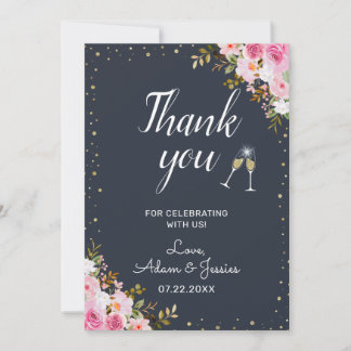 Rustic 25th Wedding Anniversary Champagne Floral Thank You Card