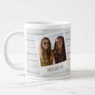 Rustic 2 Photo Frames - White Shiplap Wood Print Large Coffee Mug