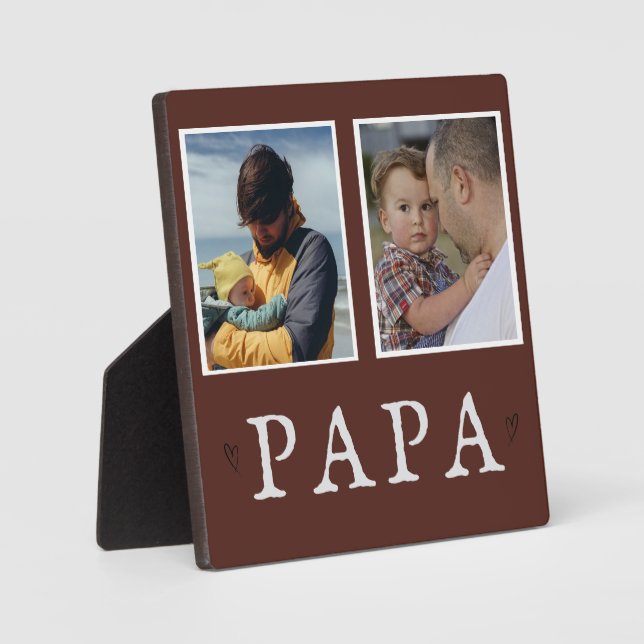 Rustic 2-Photo Personalized Grandpa Plaque (Front)