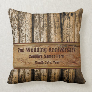Rustic 2nd Wedding Anniversary Gift for Husband Throw Pillow
