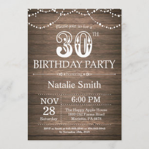Rustic 30th Birthday Invitation String Lights