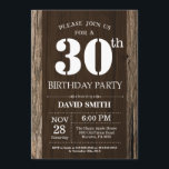 Rustic 30th Birthday Invitation Vintage Wood<br><div class="desc">Rustic 30th Birthday Invitation with Rustic Wood Background. Vintage Retro Country. Adult Birthday. Male Men or Women Birthday. Kids Boy or Girl Lady Teen Teenage Bday Invite. 13th 15th 16th 18th 20th 21st 30th 40th 50th 60th 70th 80th 90th 100th. Any Age. For further customization, please click the "Customize it"...</div>