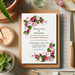 Rustic 3D Floral Wedding Invitation