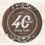 Rustic 40th Birthday String Lights Birthday Party Paper Plate<br><div class="desc">This rustic 40th birthday party plate features string lights on a dark wood background. Click the customize button for more flexibility in modifying the text! Variations of this design, additional colours, as well as coordinating products are available in our shop, zazzle.com/doodlelulu*. Contact us if you need this design applied to...</div>