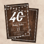 Rustic 40th Birthday with String Lights Party Invitation<br><div class="desc">This rustic 40th birthday invitation features string lights on a dark wood background. Click the customize button for more flexibility in modifying the text! Variations of this design, additional colours, as well as coordinating products are available in our shop, zazzle.com/doodlelulu*. Contact us if you need this design applied to a...</div>