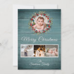 Rustic 4 photo collage Wood | Merry Christmas Holiday Card<br><div class="desc">Rustic 4 photo collage Wood | Merry Christmas Holiday Card</div>