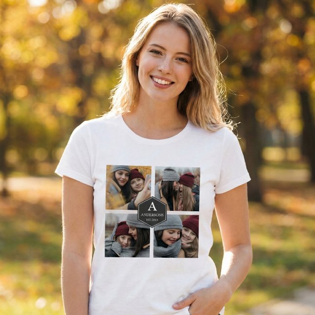 Rustic 4 Pictures Family Photo Collage T-Shirt (Creator Uploaded)