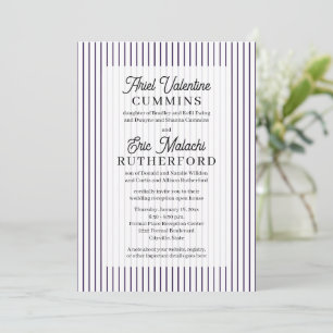Rustic 4 Sets of Parents Purple Pinstripe Invitation