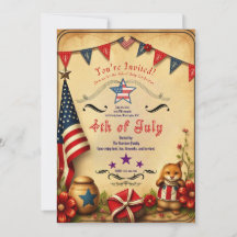 Rustic 4th of July Invitation Card – Patriotic 