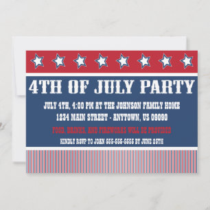 Rustic 4th Of July Party Invitations