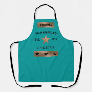 Rustic 4th of July Unique Copper and Turquoise Apron