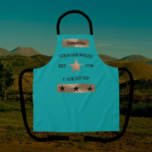 Rustic 4th of July Unique Copper and Turquoise  Apron