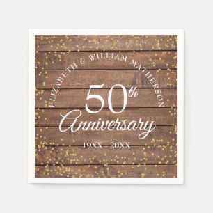 Rustic 50th Anniversary Gold Dust Confetti Napkin