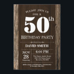 Rustic 50th Birthday Invitation Vintage Wood<br><div class="desc">Rustic 50th Birthday Invitation with Rustic Wood Background. Vintage Retro Country. Adult Birthday. Male Men or Women Birthday. Kids Boy or Girl Lady Teen Teenage Bday Invite. 13th 15th 16th 18th 20th 21st 30th 40th 50th 60th 70th 80th 90th 100th. Any Age. For further customization, please click the "Customize it"...</div>