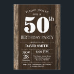 Rustic 50th Birthday Invitation Vintage Wood<br><div class="desc">Rustic 50th Birthday Invitation with Rustic Wood Background. Vintage Retro Country. Adult Birthday. Male Men or Women Birthday. Kids Boy or Girl Lady Teen Teenage Bday Invite. 13th 15th 16th 18th 20th 21st 30th 40th 50th 60th 70th 80th 90th 100th. Any Age. For further customization, please click the "Customize it"...</div>