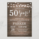 Rustic 50th Birthday Invitation Wood<br><div class="desc">Rustic 50th Birthday Invitation Wood Background with String Lights. 13th 15th 16th 18th 20th 21st 30th 40th 50th 60th 70th 80th 90th 100th, Any age. Adult Birthday. Woman or Man Male Birthday Party. For further customization, please click the "Customize it" button and use our design tool to modify this template....</div>