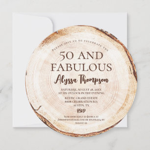 Rustic 50th birthday Wood Grain Template Editable