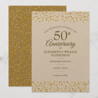 Rustic 50th Wedding Anniversary Gold Hearts