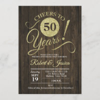 Rustic 50th Wedding Anniversary Gold with Wood