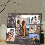 Rustic 5 Photo Collage Loving Life with You | Wood Plaque<br><div class="desc">Rustic photo plaque which you can personalize with 5 of your favourite pictures. The design has a rustic country wood look, lettered with casual script and skinny font typography. The wording reads "loving life with you" and tThe template is set up ready for you to add your name and date...</div>