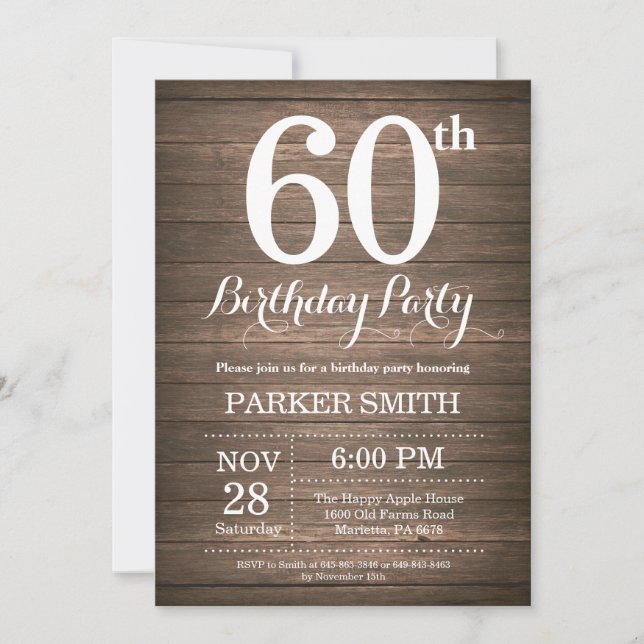 Rustic 60th Birthday Invitation (Front)