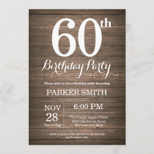 Rustic 60th Birthday Invitation