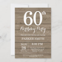 Rustic 60th Birthday Invitation