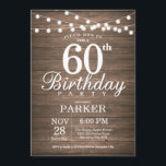 Rustic 60th Birthday Invitation String Lights Wood<br><div class="desc">Rustic 60th Birthday Invitation with String Lights Wood Background. 16th 18th 21st 30th 40th 50th 60th 70th 80th 90th 100th,  Any age. For further customization,  please click the "Customize it" button and use our design tool to modify this template.</div>