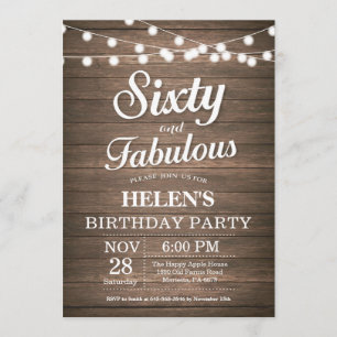 Rustic 60th Birthday Invitation Wood Fabulous