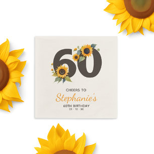Rustic 60th Birthday Napkins - Sunflower Theme