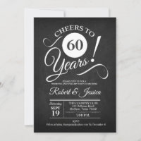 Rustic 60th Wedding Anniversary - Chalkboard White