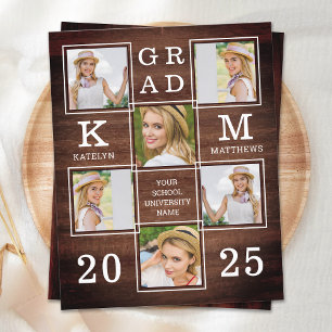 Rustic 6 Photo Collage Wood Budget Graduation