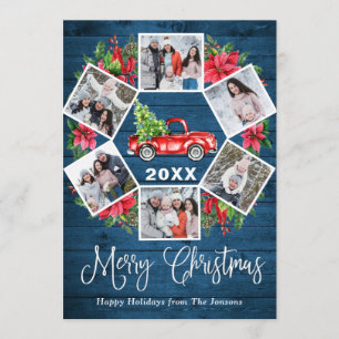 Rustic 6 PHOTO Merry Christmas Greeting Holiday Card