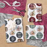 Rustic 6 Photo Monogram Plaid PEACE LOVE JOY Wrapping Paper Sheet<br><div class="desc">Showcase 6 repeating photos (duplicated on each sheet of a different polka dot pattern in rustic buffalo plaid in black/grey, red and green) with your monogram and PEACE LOVE JOY in a modern handwritten font. Set of 3 wrapping paper sheets. ASSISTANCE: For help with design modification or personalization, colour change,...</div>