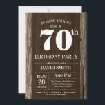 Rustic 70th Birthday Invitation Vintage Wood<br><div class="desc">Rustic 70th Birthday Invitation with Rustic Wood Background. Vintage Retro Country. Adult Birthday. Male Men or Women Birthday. Kids Boy or Girl Lady Teen Teenage Bday Invite. 13th 15th 16th 18th 20th 21st 30th 40th 50th 60th 70th 80th 90th 100th. Any Age. For further customization, please click the "Customize it"...</div>