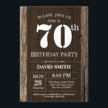 Rustic 70th Birthday Invitation Vintage Wood<br><div class="desc">Rustic 70th Birthday Invitation with Rustic Wood Background. Vintage Retro Country. Adult Birthday. Male Men or Women Birthday. Kids Boy or Girl Lady Teen Teenage Bday Invite. 13th 15th 16th 18th 20th 21st 30th 40th 50th 60th 70th 80th 90th 100th. Any Age. For further customization, please click the "Customize it"...</div>