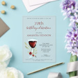 Rustic 70th Birthday Red Wine Surprise Birthday Acrylic Invitations<br><div class="desc">Rustic 70th Birthday Red Wine Surprise Birthday Party Acrylic Invitations. 70th birthday party invitation for her or him. Invitation with a red wine glass, roses and twigs on a white background. The text is fully customizable - personalize it with your name, any age - 30th 40th 50th 60th 80th 90th...</div>