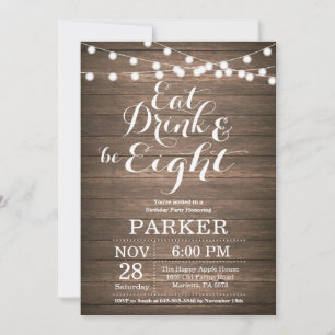 Rustic 80th Birthday Invitation Wood