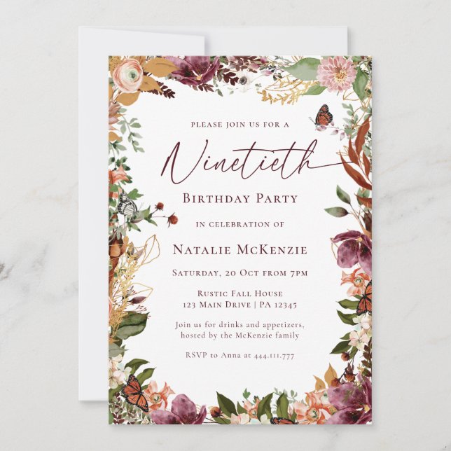 Rustic 90th Birthday Party Invitation (Front)