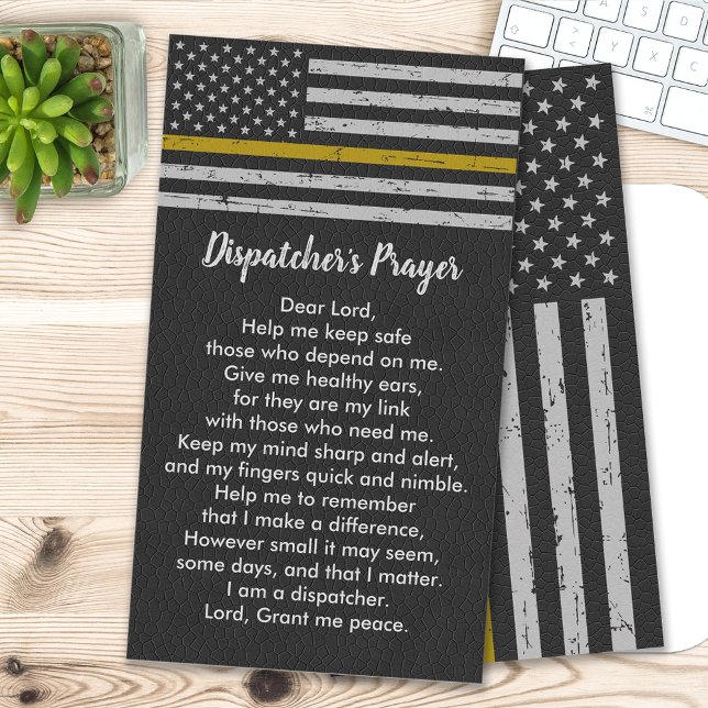 Rustic 911 Dispatcher Prayer Thin Gold Line Business Card (Creator Uploaded)