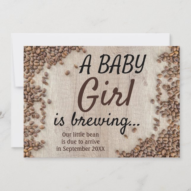 Rustic A Baby Girl Is Brewing Pregnancy Announcement (Front)