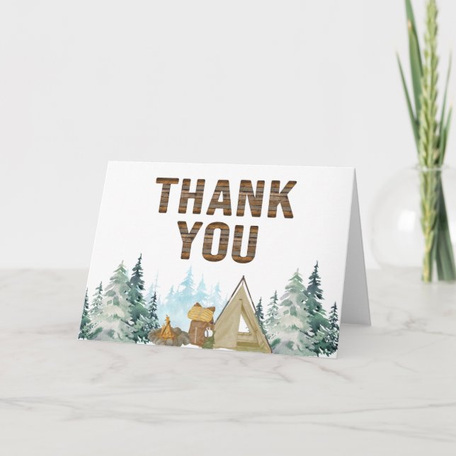Rustic A Little Camper Baby Shower  Thank You Card (Front)