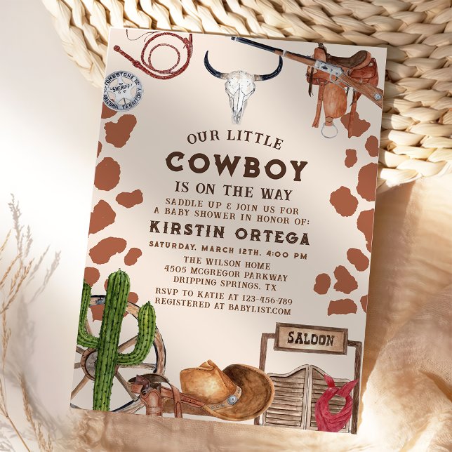 Rustic a little cowboy western baby shower  invitation (Creator Uploaded)