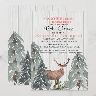 Rustic A Little Deer Is Almost Here Baby Shower Invitation