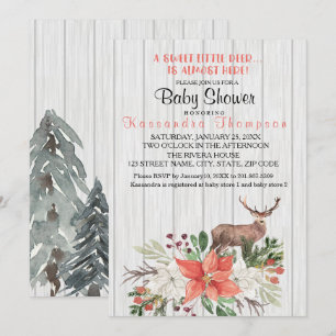 Rustic A Little Deer Is Almost Here Baby Shower Invitation