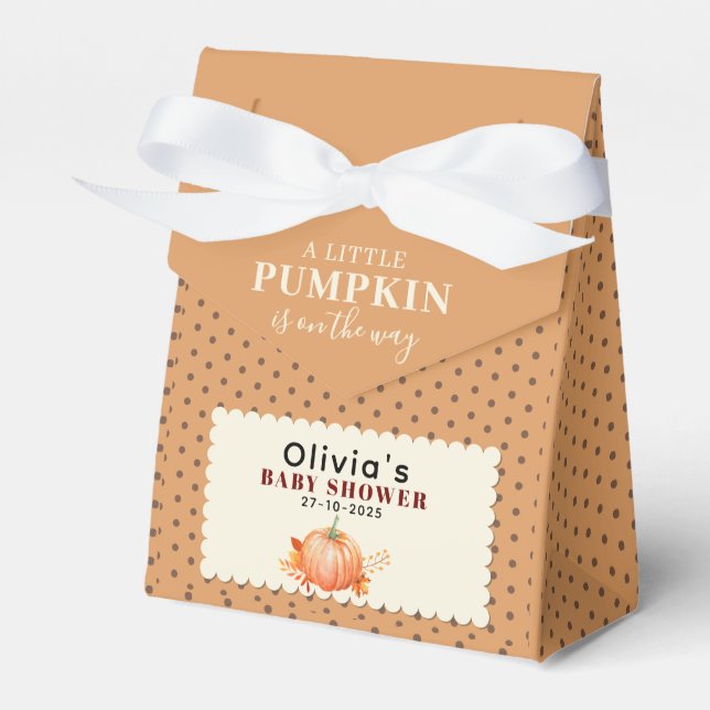 Rustic a Little Pumpkin Cute Fall Baby Shower Favor Box (Front Side)