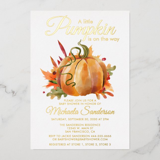 Rustic A Little Pumpkin Fall Baby Shower (Front)