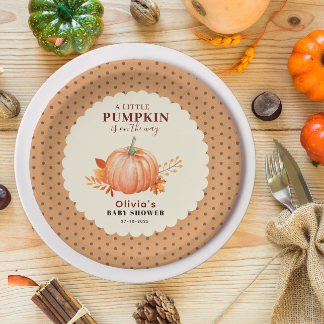 Rustic A Little Pumpkin Fall baby shower Paper Plate (Rustic A Little Pumpkin Fall baby shower Paper Plates)