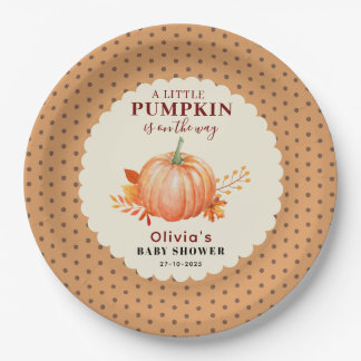Rustic A Little Pumpkin Fall baby shower Paper Plate